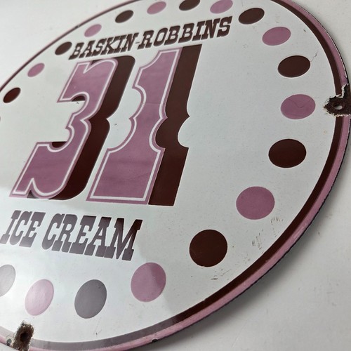 Vintage Baskin Robbins Ice Cream Porzellanschild - Zapfsäule Werbung Verkaufsschild - Bild 8 von 15