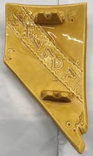 1950's Ceramic Nevada State Map Ashtray USA Made Retro Los Vegas Reno Boulder
