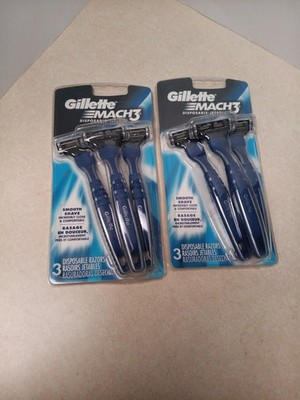 2 Packs of Gillette Mach3 Disposable Razors, Total 6 Razors
