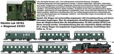 Märklin 39782 +43353 Steam Br 78 1002 Sound + Car Set with Interior Lighting