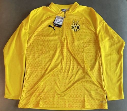 Puma Borussia Dortmund Soccer Training Warm Up 1/4 Zip Mens Size Large Yellow - Picture 1 of 9