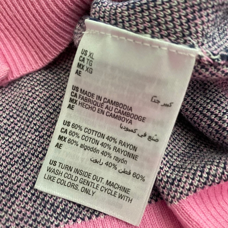 Charter Club Geometric Pink Preppy Cardigan Sweater Pearls Women’s size XL - Image 4 of 4