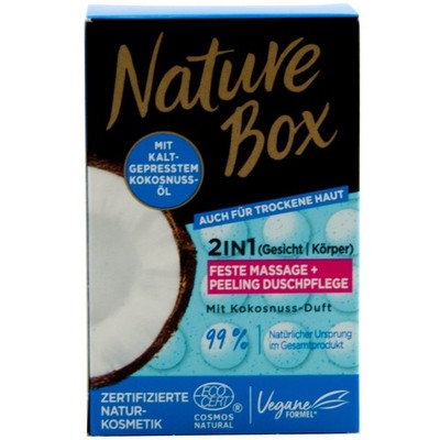 Nature Box Feste Massage + Peeling Duschpflege mit Kokos 1 x 90g Gesicht Körper