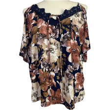 Naif Women's Cold Shoulder Spaghetti Strap Top Floral Print Blouse Medium