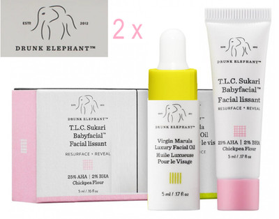 Drunk Elephant 2 x T.L.C.Sukari Babyfacial 25% AHA 2% BHA + Virgin Marula Oil