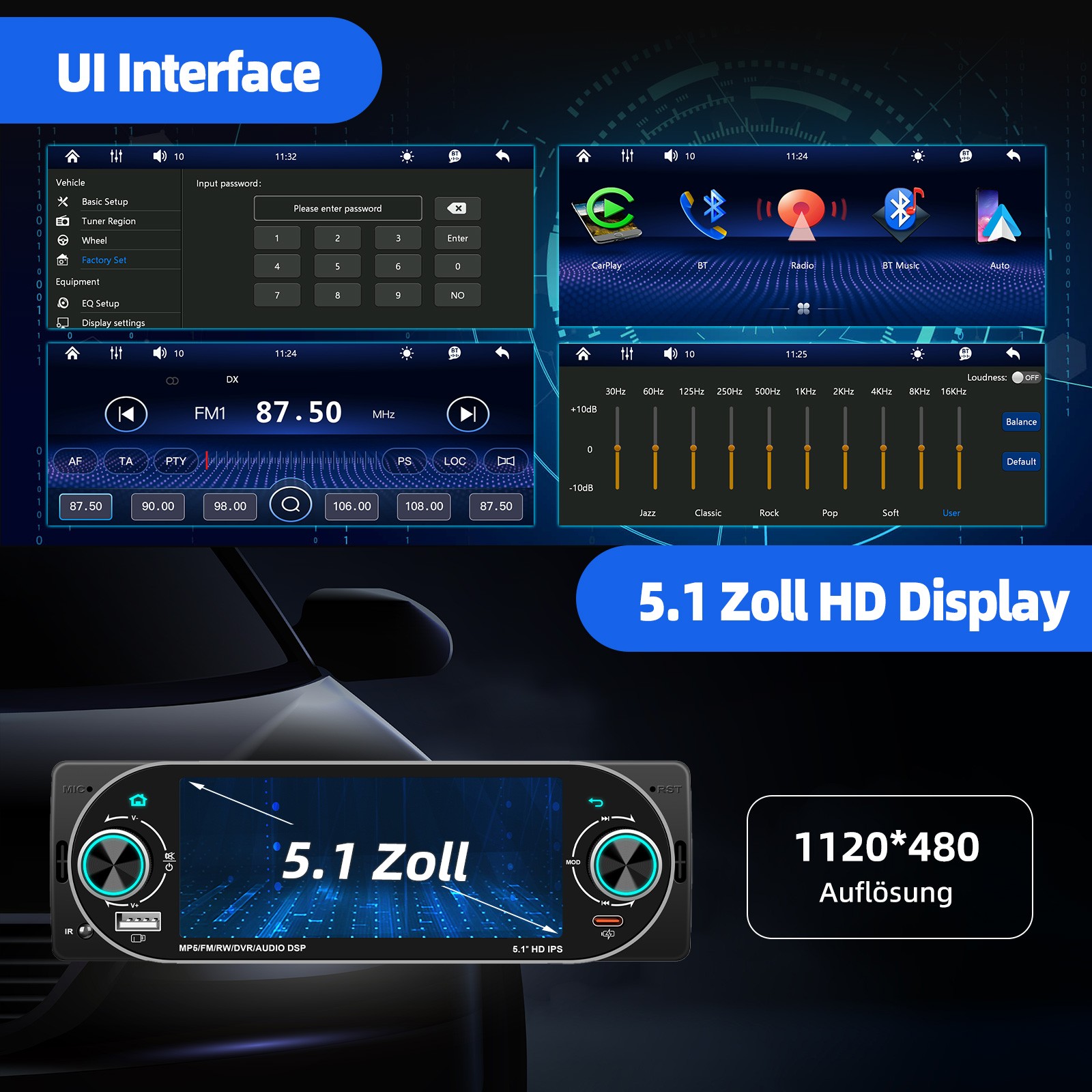 Autoradio 1 DIN con Android Auto e Apple Carplay foto 6