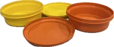 Vintage Tupperware Bowls W/Lids Seal N Serve Orange And Yellow #1253-5/6