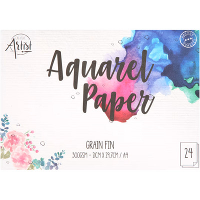 Aquarellblock A4 300 g/m²   24 Blatt Weißes Künstlerpapier