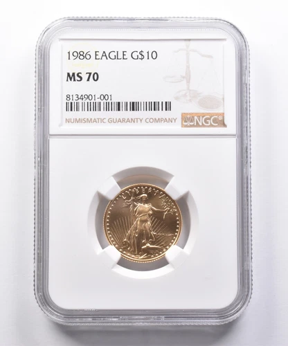 MS70 1986 $10 American Gold Eagle 1/4 Oz Gold NGC *4939