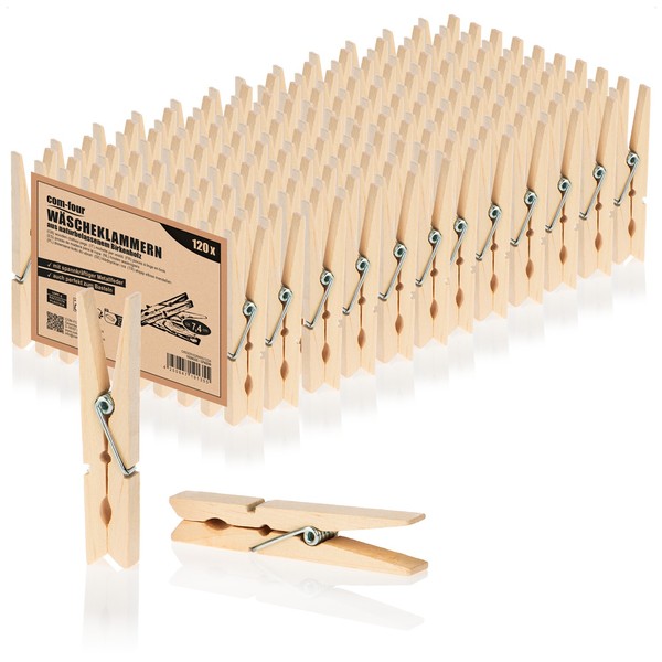 120X WäScheklammern Aus Holz - Nachhaltige Holzklammern Aus Birkenholz --image