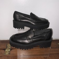 urban outfitters  Black Ferne Chunky Penny Loafers Eu 38 7-7.5 Uk 