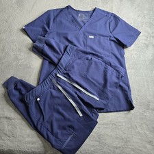 Figs Scrub Set Navy Blue Womens L Catarina One Pocket Top Zamora Jogger Pants XL