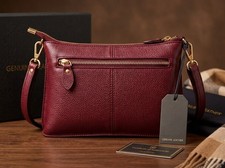 NEW ITALIAN LEATHER Burgundy CROSSBODY PURSE WOMEN'S LUXURY ZIPPER PURSE