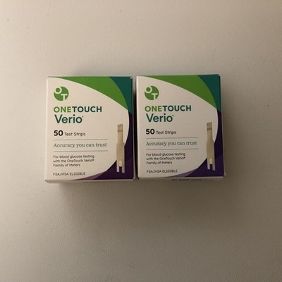 100 OneTouch Verio Test Strips EXP 11/30/2026 - (2 Boxes 50ct. each) - SHIP FREE