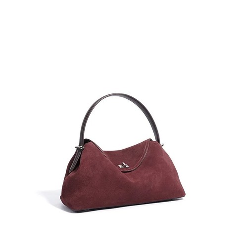 Bolso de hombro de cuero gamuza de lujo - Bolso de mano de cuero de vaca mate púrpura café | 2026 - Imagen 9 de 15