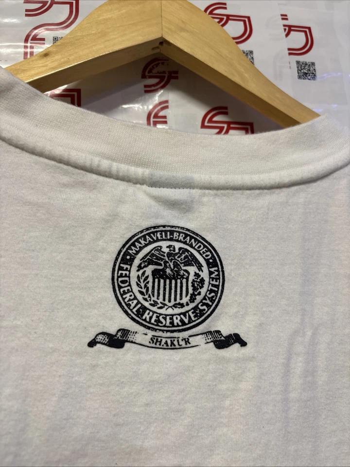 🔥🔥Винтажная футболка Makaveli Tupac Rap хип-хоп долларовая купюра Y2K FTR мужская размер XXL - Изображение 4 из 4