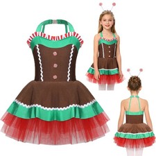 Kids Girls Costume Ballet Bodysuit Hairband Tutu Dress Fancy Dress Up Candy Elf