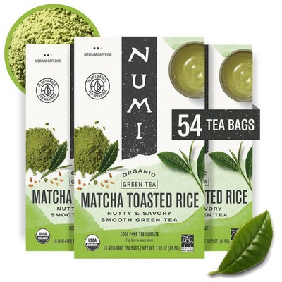 Numi Organic Matcha Toasted Rice Tea, 54 Tea 54 Count (Pack of 3)