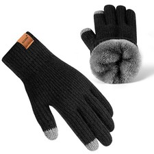 Thermal Touchscreen Winter Gloves for Men Women - Fleece Warm Black