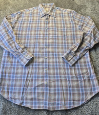 Peter Millar Button Down Plaid Dress Shirt Mens Size XL 100 Cotton