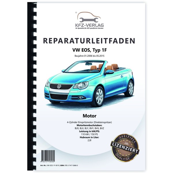 Vw Eos, Typ 1F (06-15) 4-Zyl. Benzinmotor 2,0L Fsi 150 Ps - Reparaturanleitung-image