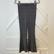 Mango MNG Casual Houndstooth Plaid Stretch Pull On Flare Trouser Pants Size XS