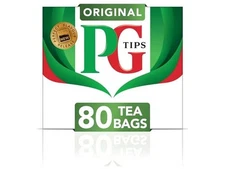 PG Tips Original Non-Pyramid Black Tea Bags (Count of 80) 