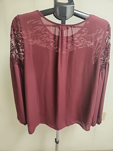 Alyx Flutter Sleeve Blouse Marron Size Large - Picture 7 of 8