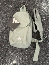 Adidas Essentials 3 Sling Crossbody Bag Silver Green Pockets NWT WaterResist
