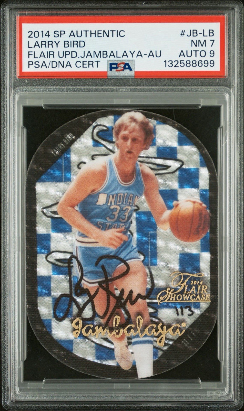 Larry Bird 2014 Flair SP Authentic JAMBALAYA JB-LB AUTO #/3 PSA 7 W/ 9 Auto 