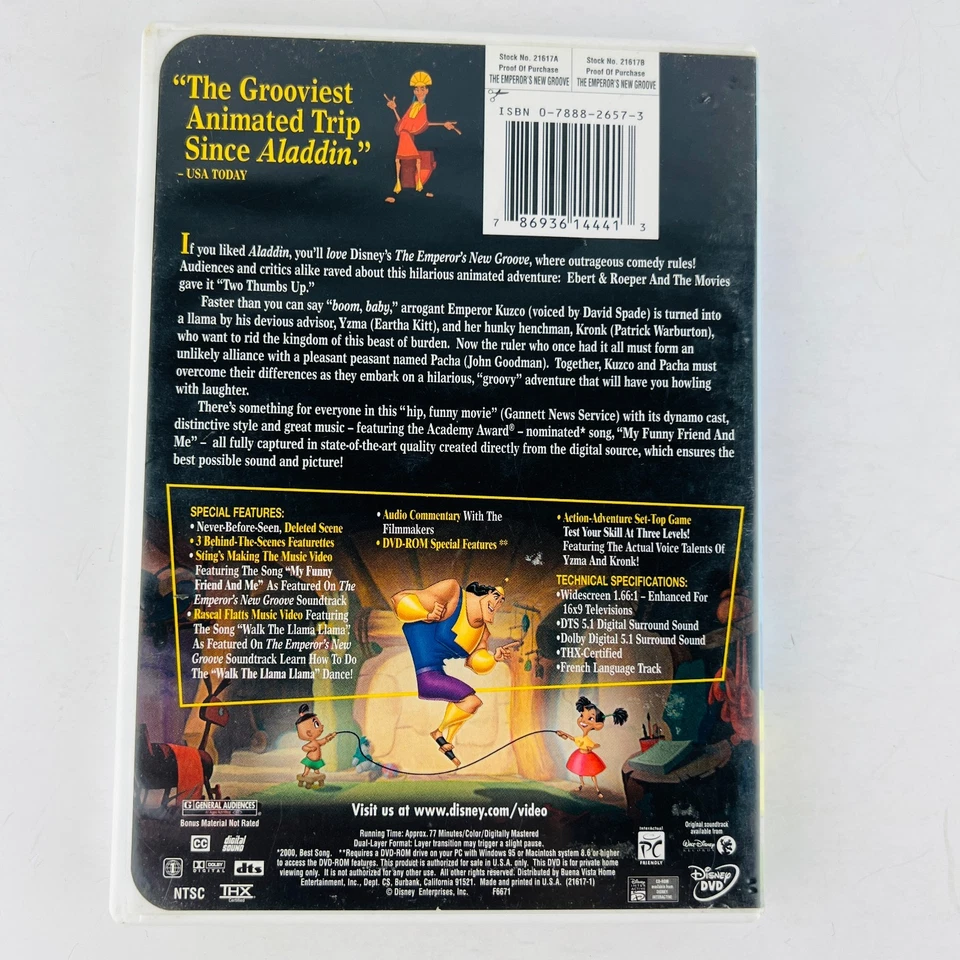 Walt Disney The Emperor's New Groove DVD David Spade, John Goodman, Eartha Kitt - Image 2 of 2