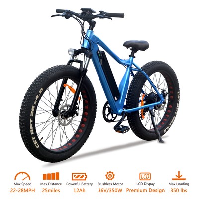 electric fat bike 36v 350w lithium blue