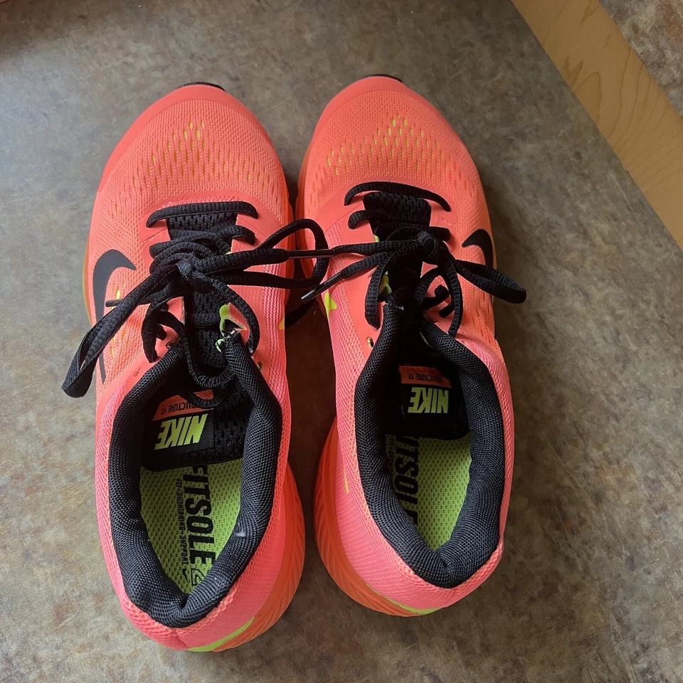 耐克 Zoom Structure 17 跑步鞋橙色/霓虹绿 615588-800 女式 5.5 码 — 第 4/4 张图片