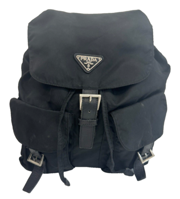 #ad PRADA Backpack Triangle Logo Nylon Black Authentic