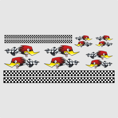 1:24 - 1:18  Aufkleber Set Horsepower Flags Rat Rod Tuning Youngtimer & US Cars