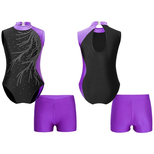 Kids Girls Rompers Holiday Jumpsuit With Boyshorts Ballroom Unitard Workout - Picture 20 of 37