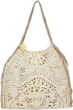 Stella Mccartney Cotton Crochet Ajouree Small Tote Butter Cream Handbag Bag New