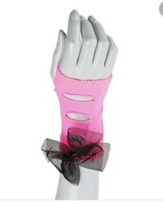 Claire's Pink Black Bow Gloves Fingerless Halloween 80’s Costume Stranger Things