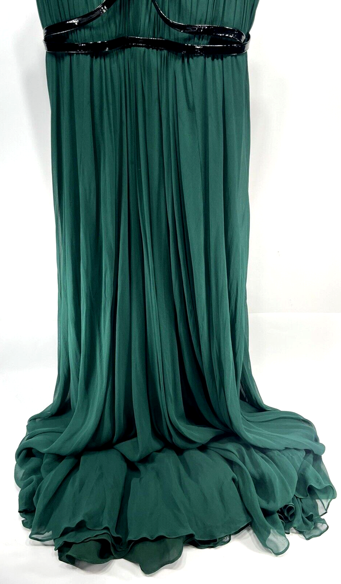 Pamella Roland - Green Silk Chiffon Maxi Dress/ Gown - 8 - Halter *Read  Desc* | eBay