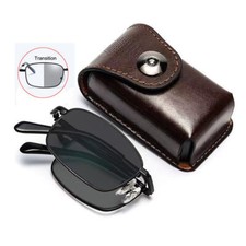 Black Full-rim Foldable Reading glasses Photochromic Multifocal Reader Case