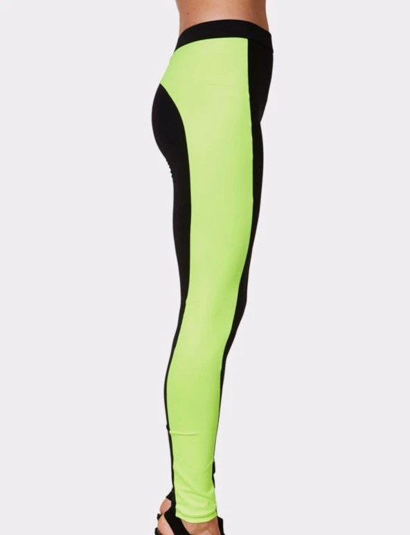 Rune NYC Mujer Kat Esmoquin Leggings Yoga Pantalones Negro/Neón Talla Grande Foto 2 de 4