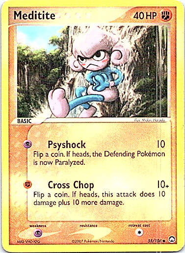 Meditite 55/108 Pokemon Power Keepers Moderate Play