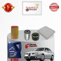 Set Service 4 Filter + ÖL Alfa Romeo 166 2.4 JTD 103KW 140CV Von 2000->