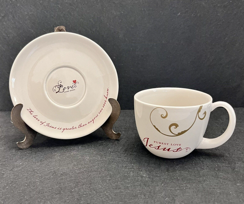 Taza de té pequeña y platillo día primavera “Amor puro Jesús” fe cristiana religiosa - Imagen 2 de 24