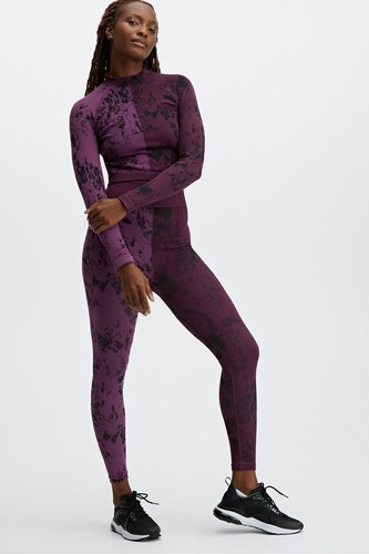 Fabletics Ultra High-Waisted Seamless Marble 7/8 Plum Perfect/Multi Size Small