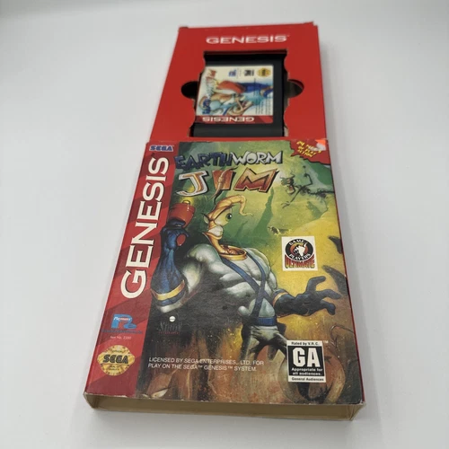 Earthworm Jim (Sega Genesis), With Box. Rare Cardboard Case 1993 Ballistic VTG