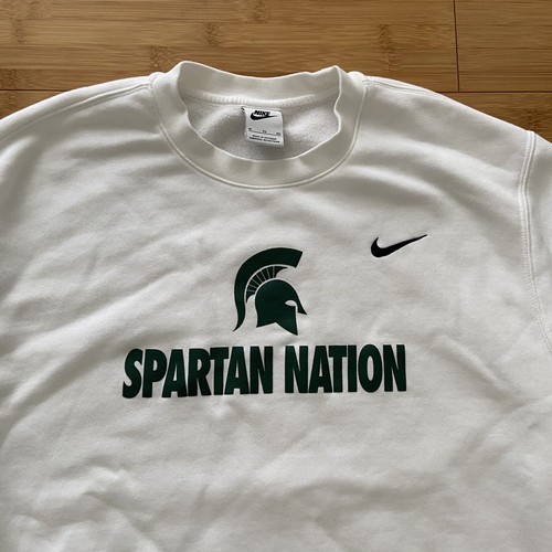 Nike Michigan State Spartans Nation Sweatshirt Crewneck White Mens Size XL - Picture 4 of 9