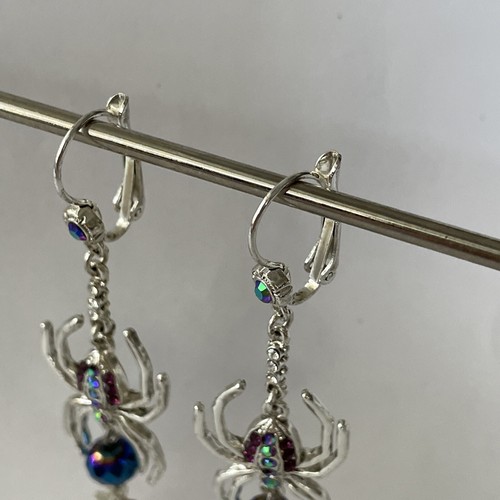 Rare Kirks Folly Season Of Witch Spider Earrings Silver Leverbacks - 第 6/15 張圖片