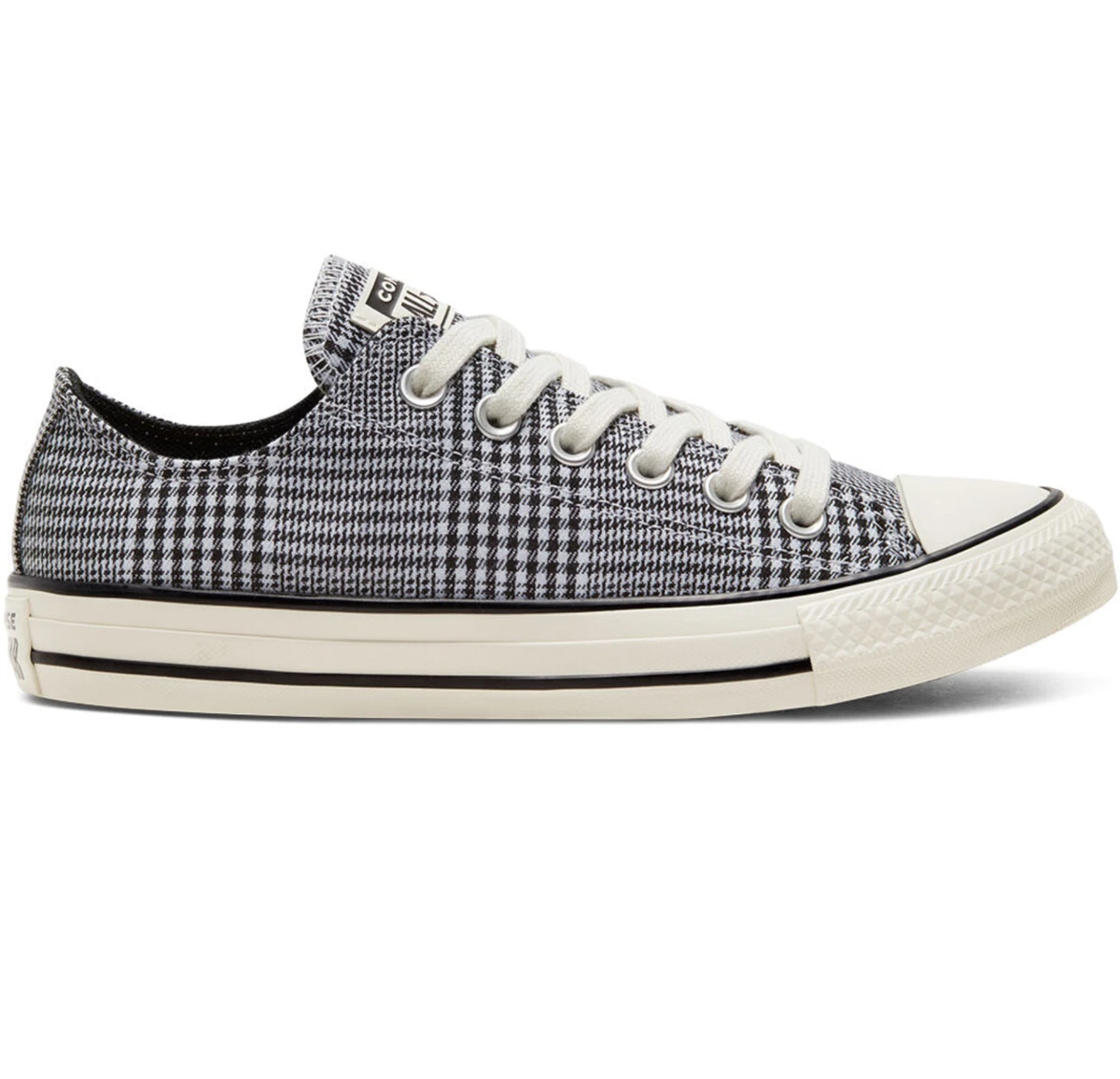 Converse Low Top Canvas Trainers Houndstooth Black White Mix Match