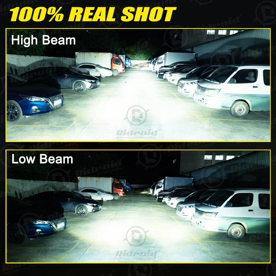 Ridroid H13 9008 LED Headlight Bulbs Kit High Low Beam 6500K Super Bright White - Image 3 of 4